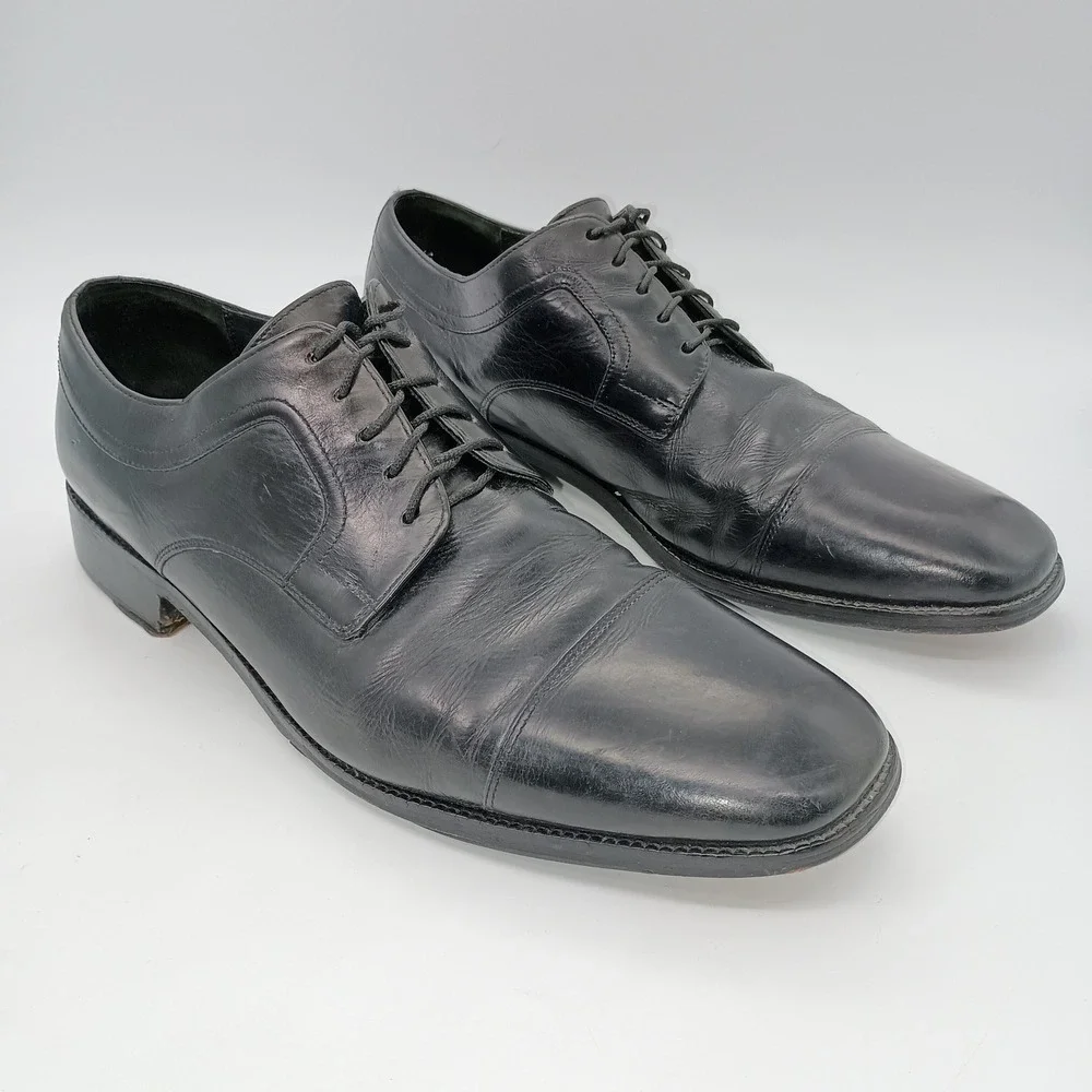 Cole Haan City Mens Black Leather Cap Toe Derby Dress Shoes 13 M C01630 Oxford